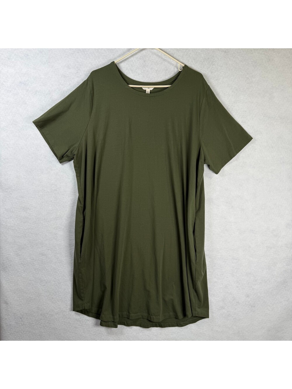Terra & Sky Plus Size 2X Olive Green Short Sleeve Tunic Top